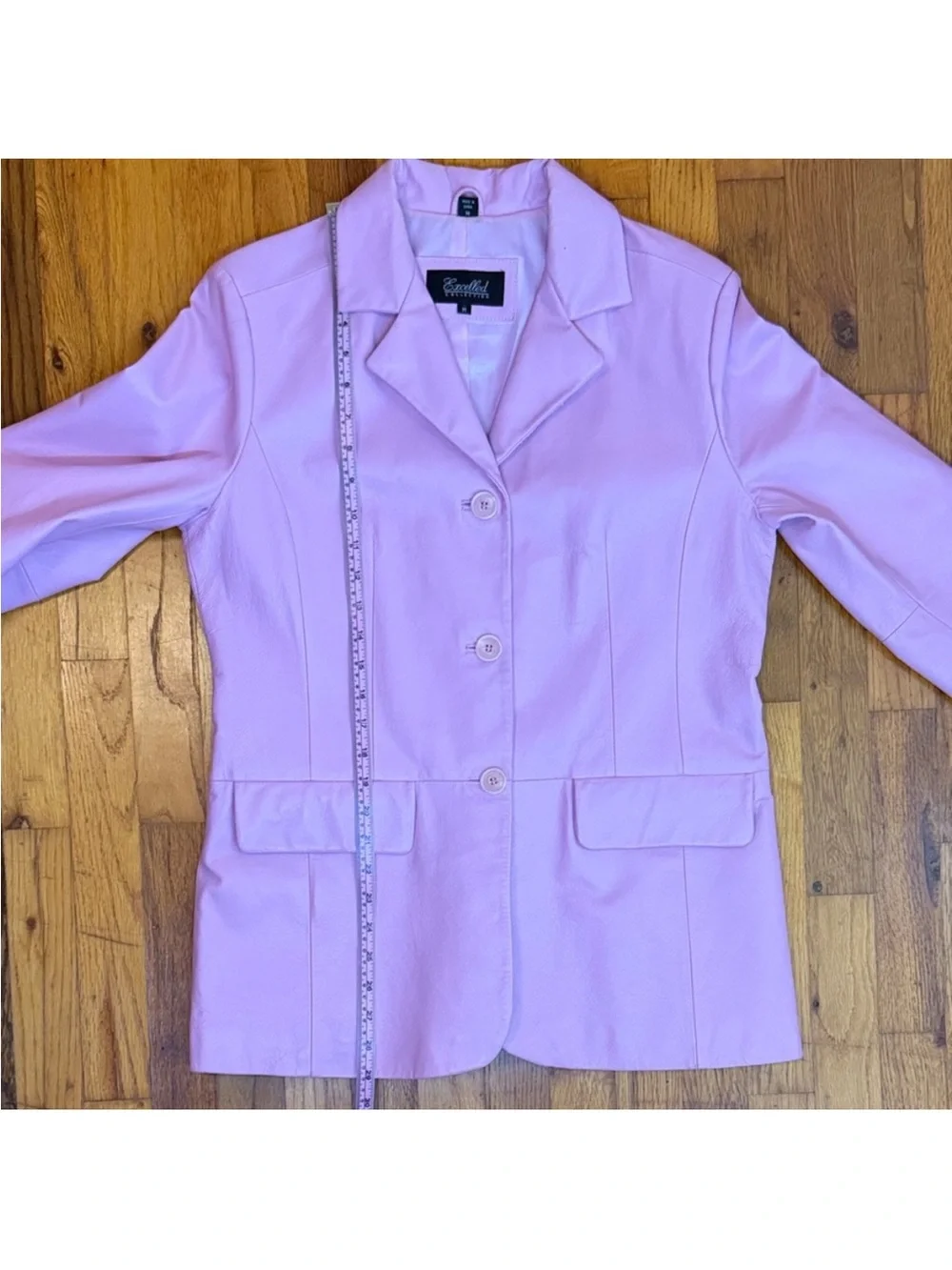 Excelled Collection Fully Lined Pink Leather Women's Blazed Button Up Jacket - Picture 7 of 13